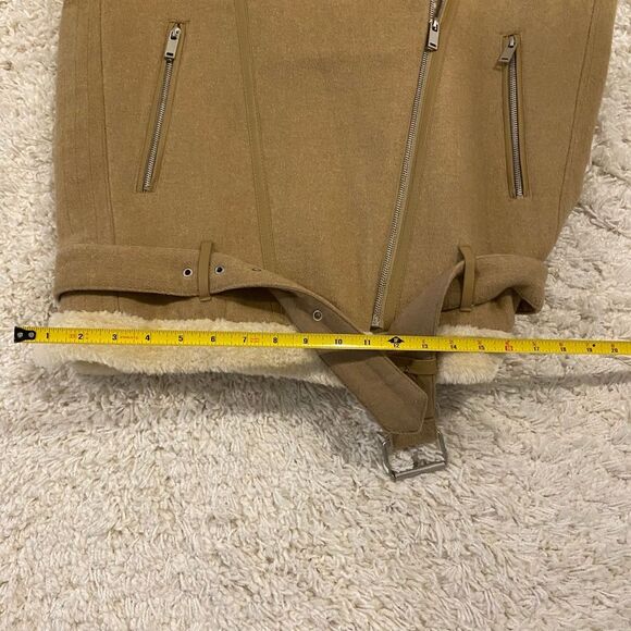 Zara Basic Wool Sherpa Blend Long Sleeve Coat.  Tan/Cream. Medium. Streetwear. - Picture 10 of 16